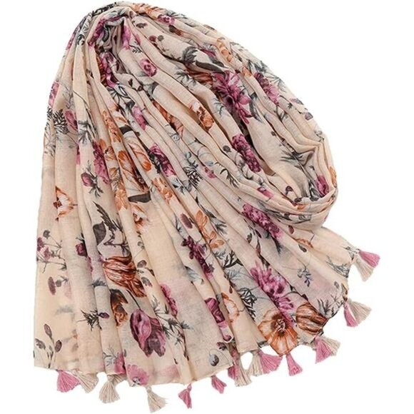 Floral Bohemian Scarf for Women Lightweight Floral Printed Scarf Festival - Picture 3 of 6